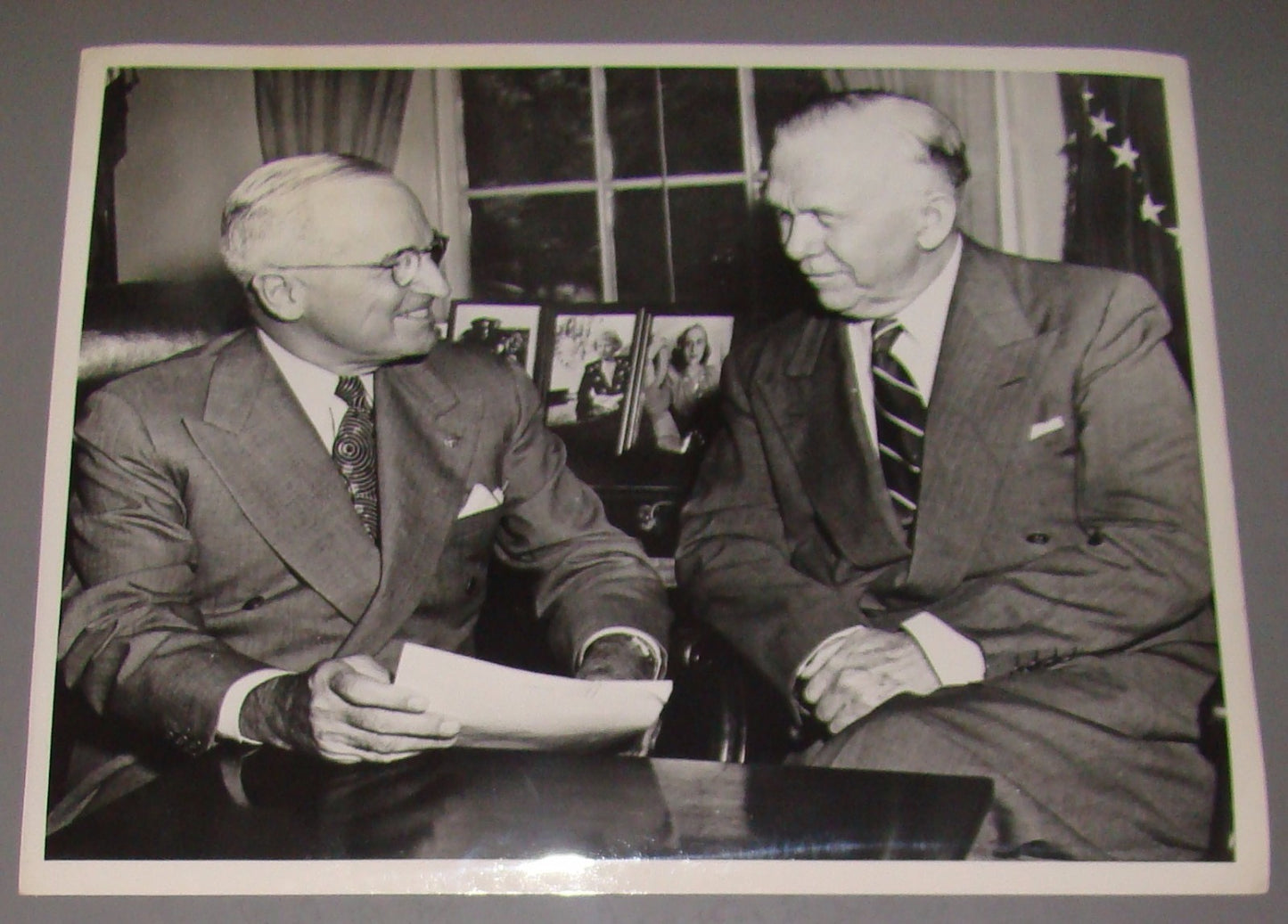 Press photo US President Harry Truman Secretary George Marshall Korea war