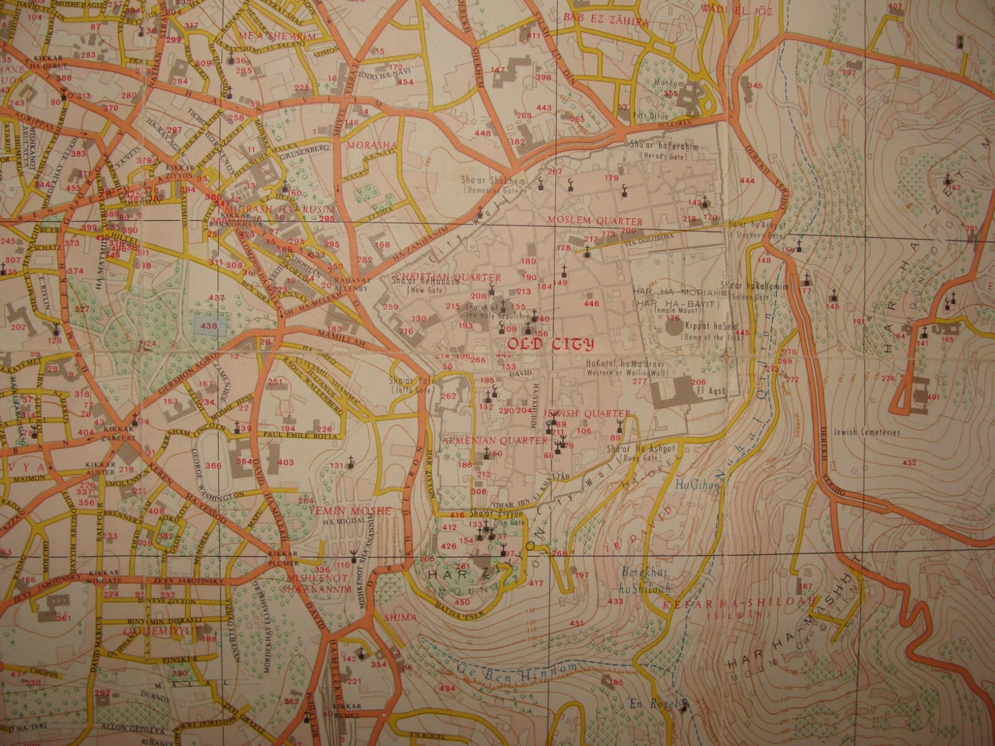 Jewish Israel Israeli JERUSALEM 1968 Post Six Day War Map LARGE 66x76 cm