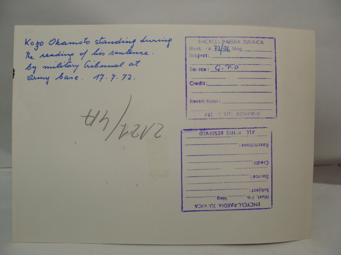 Photo Jewish 1972 Kozo Okamoto Japan Japanese Terrorist Israel Airport Trial