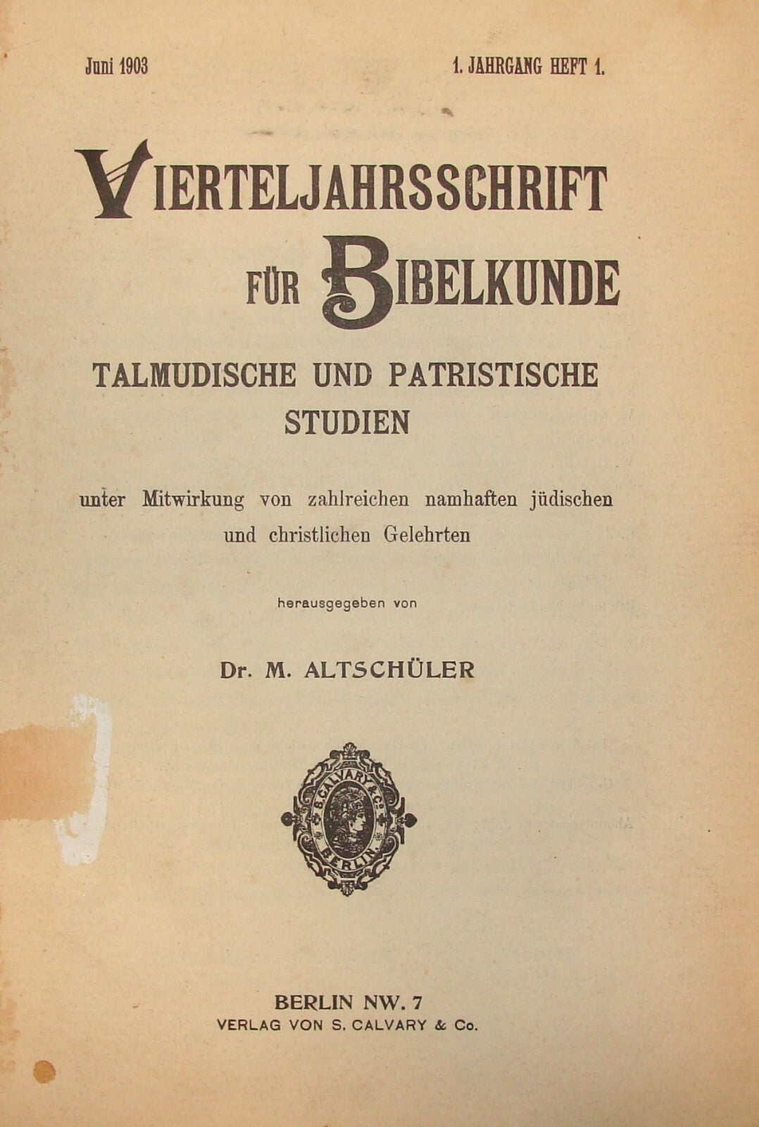 Germany Book Jewish RARE Judaica 1903 German Biblical Studies 1st Issue
