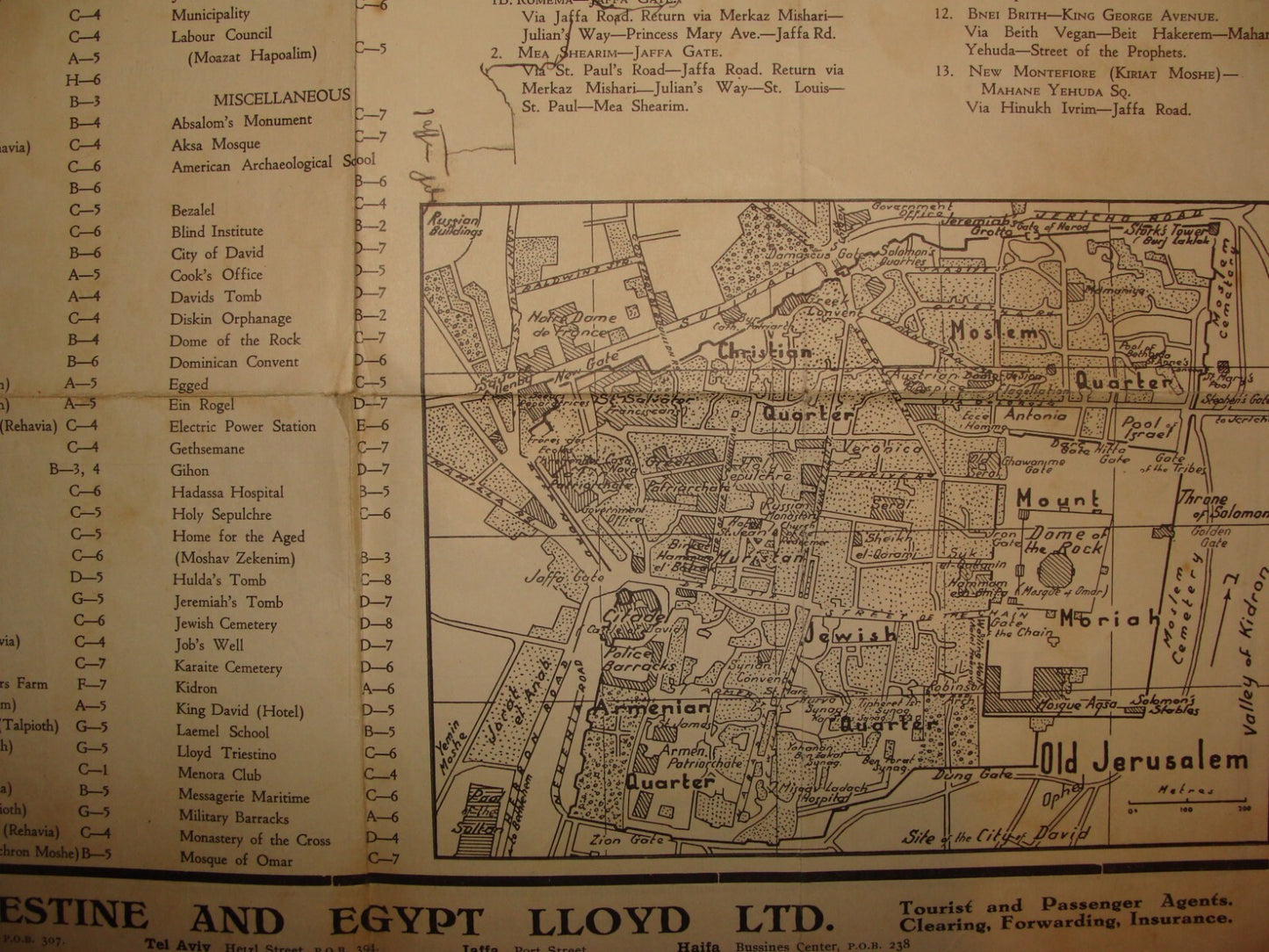 RARE Jewish Judaica 1940s Palestine Israel Jerusalem Map Steimatzky By Vilnai