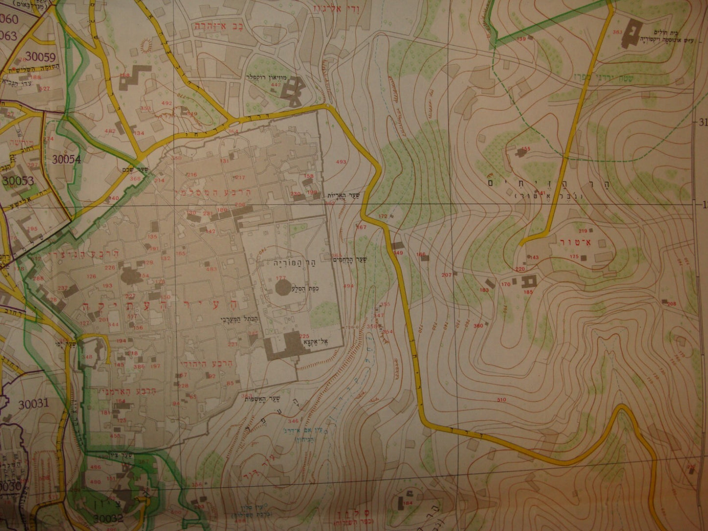 Jewish 1967 Pre Six Day War Israel Israeli JERUSALEM Map Green Line LARGE SIZE