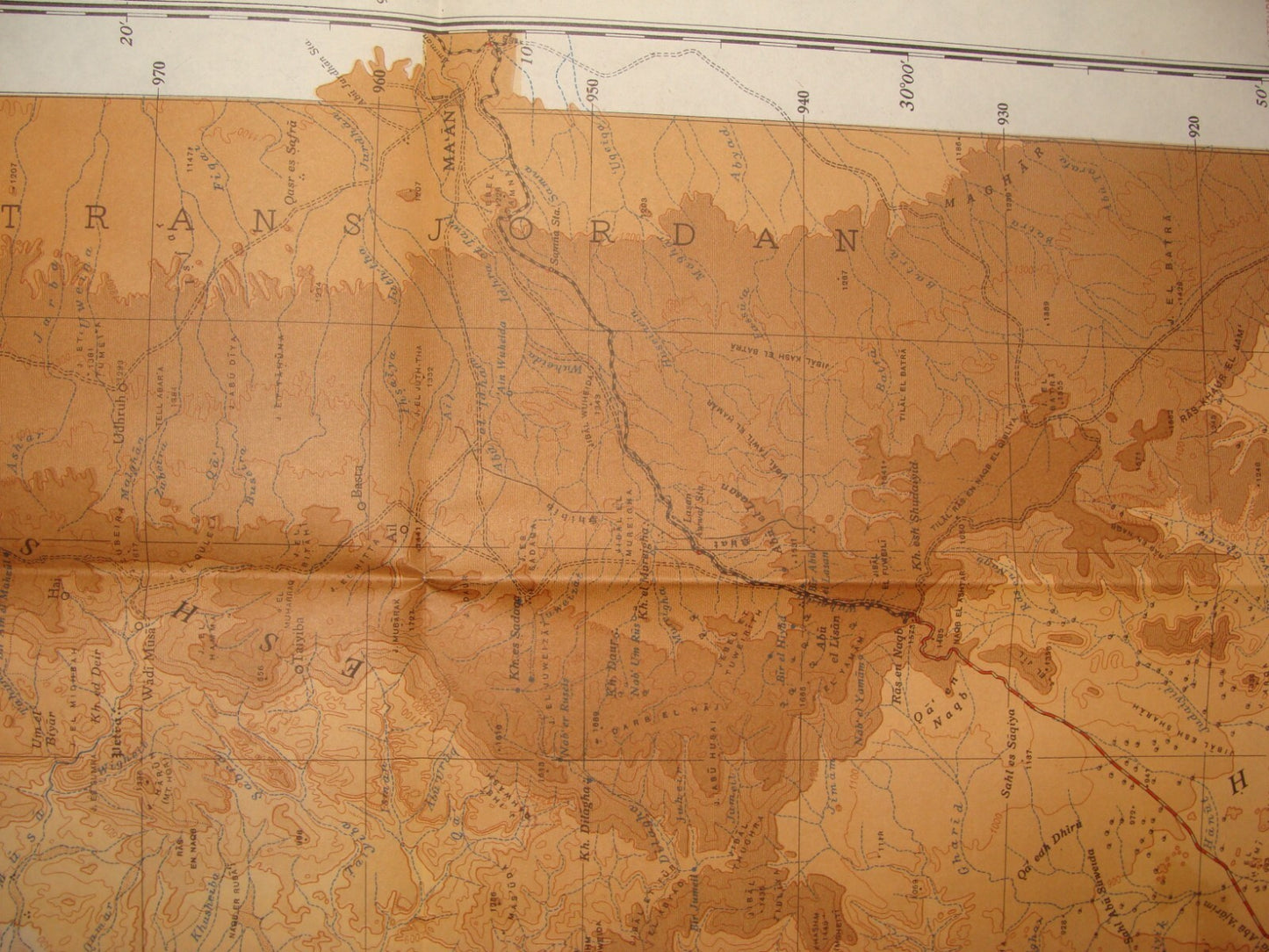 1946 Palestine Israel South NEGEV Map Egypt Sinai Trans Jordan