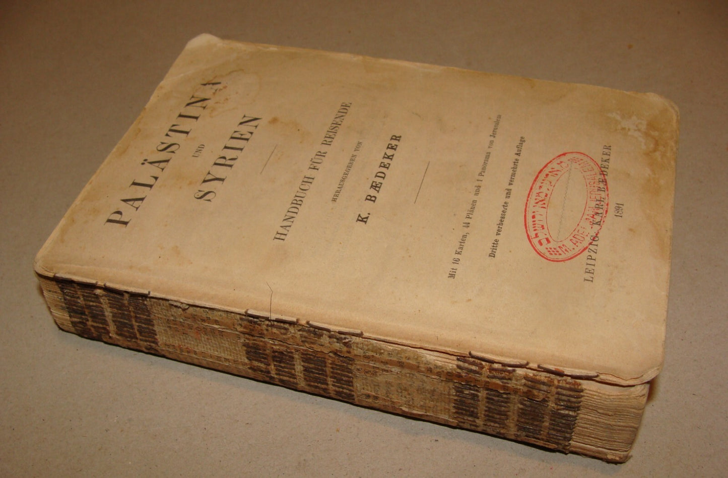 1891 PALESTINE AND SYRIA Baedeker Travel Book Map Guide *Condition
