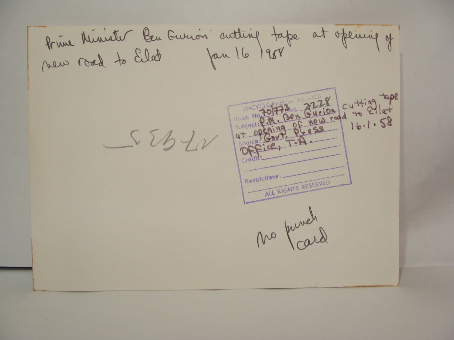 Pol Jewish Judaica Israel Israeli Prime Minister Ben Gurion 1958 Press Photo