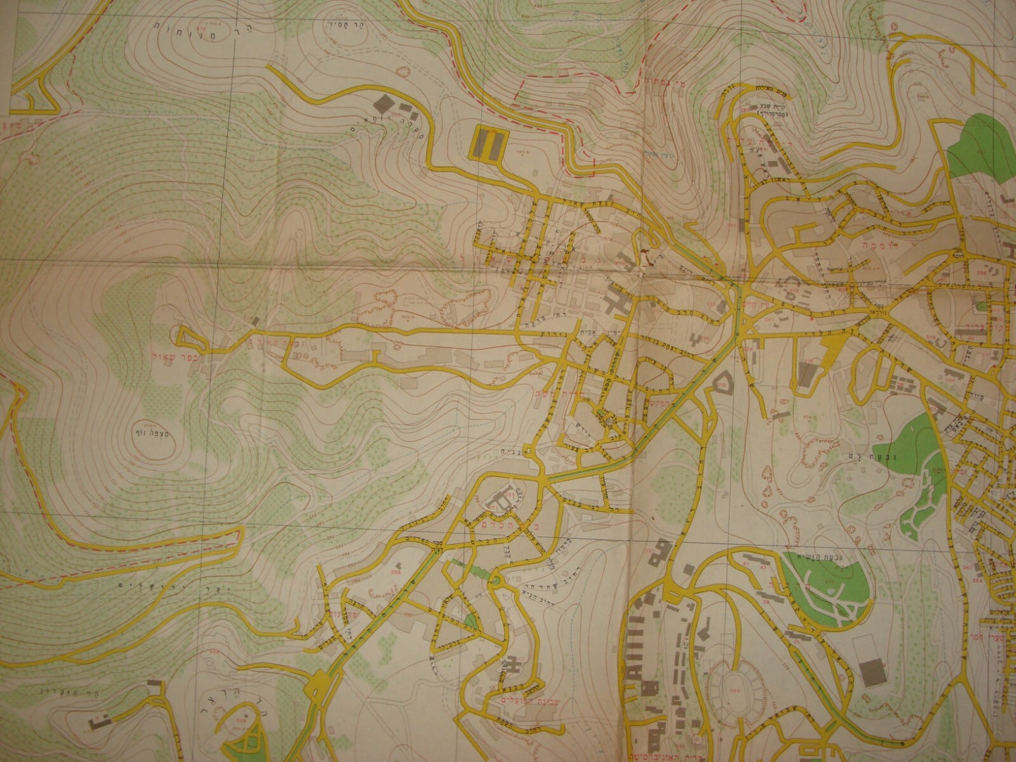 RARE Jewish Judaica Israel JERUSALEM Map Topographical 1966 PRE SIX DAY WAR