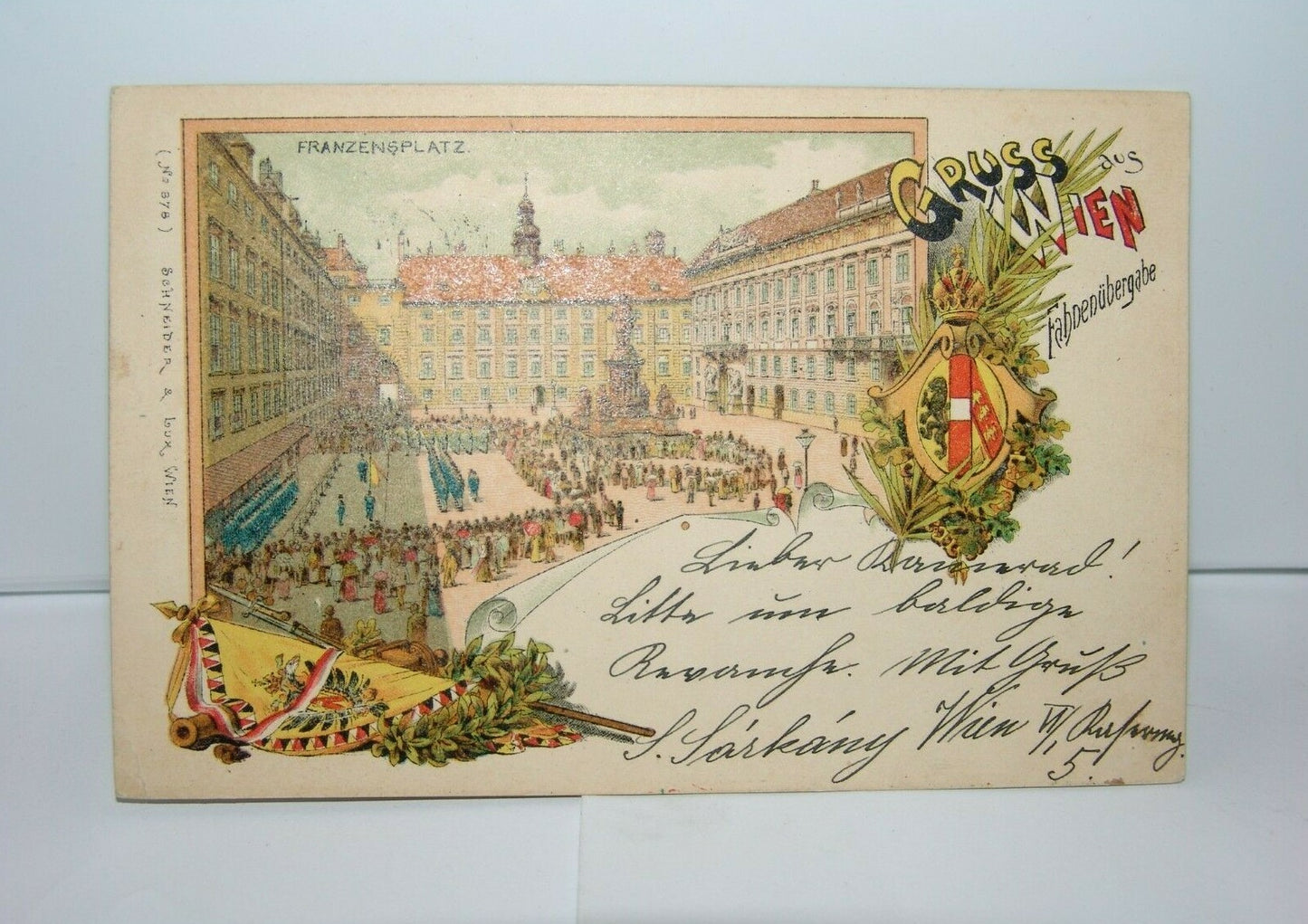 Antique postcard stamps franzensplatz Wien vienna Austria