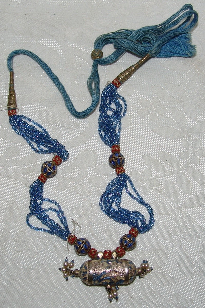 antique vintage ? china chinese japan middle east ? silver enamel pendant ethnic