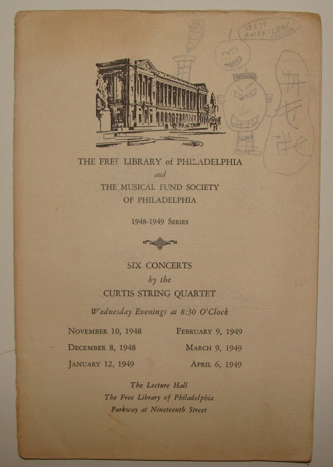1948-49 Philadelphia Free Library Musical Fund Concert Curtis String Program