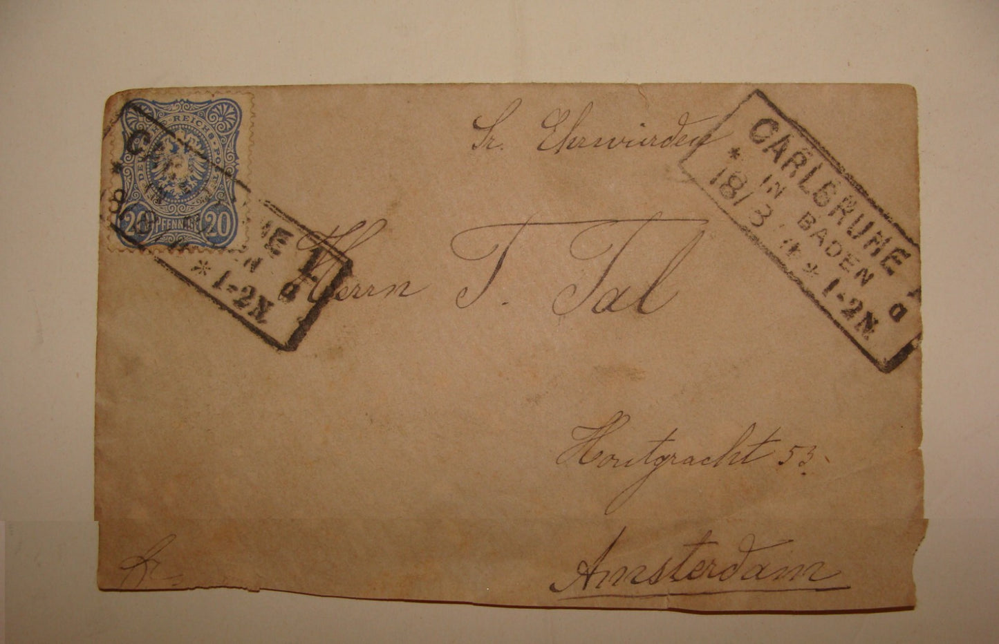 Germany 1870s Stamp Cover Carlsruhe To Amsterdam