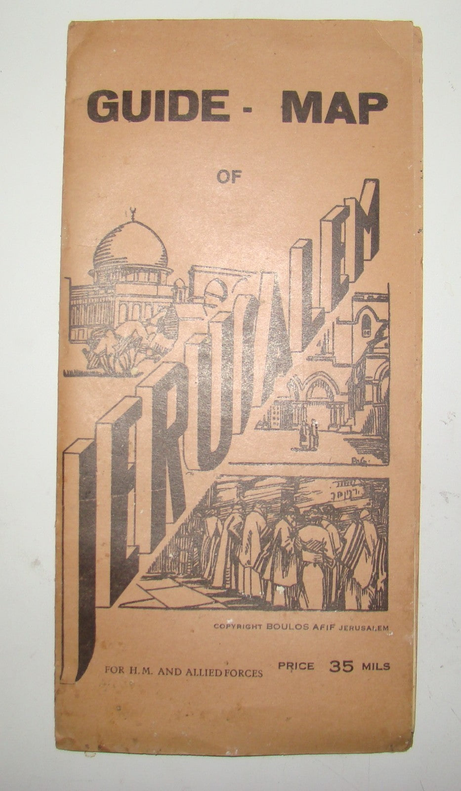 RARE Jewish Palestine Eretz Israel Jerusalem Guide Map Syrian Orphanage 1940's