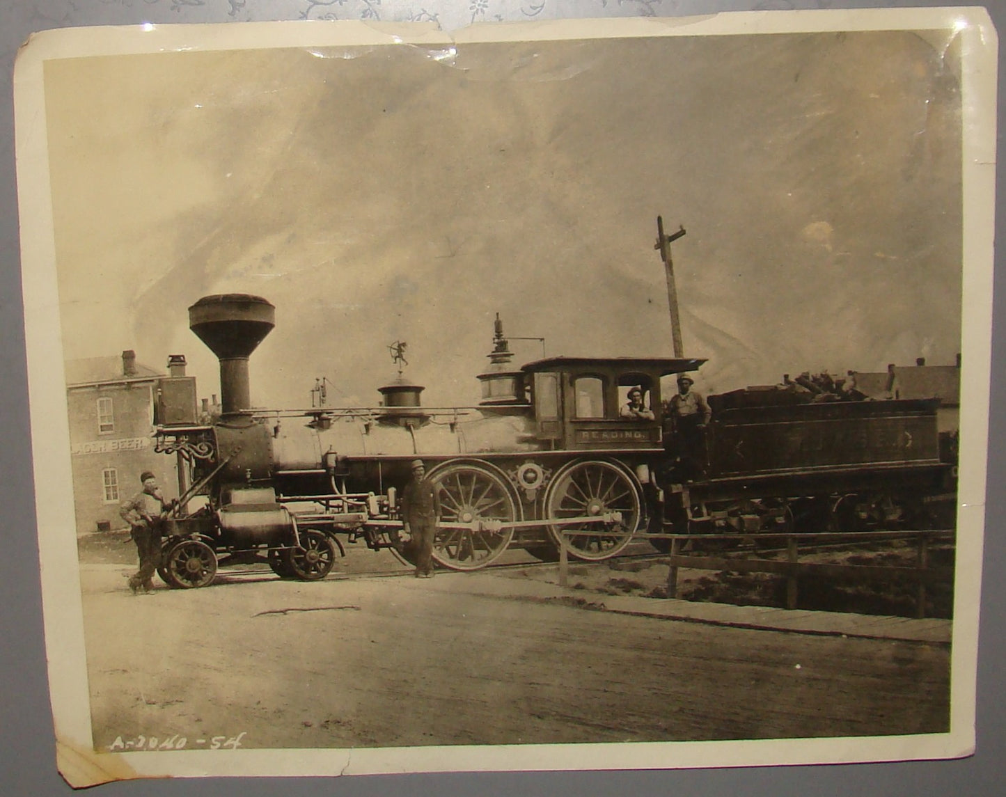 Antique Original American Locomotive Reading Lines Train Railroad