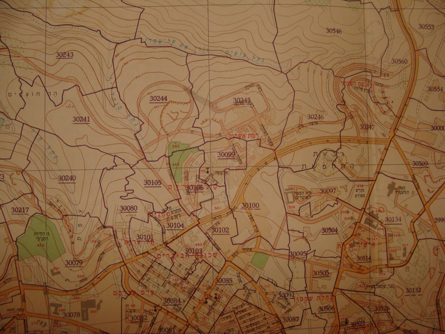 RARE Israel JERUSALEM 1971 Map Post Six Day War Neighborhood Topographic Hebrew