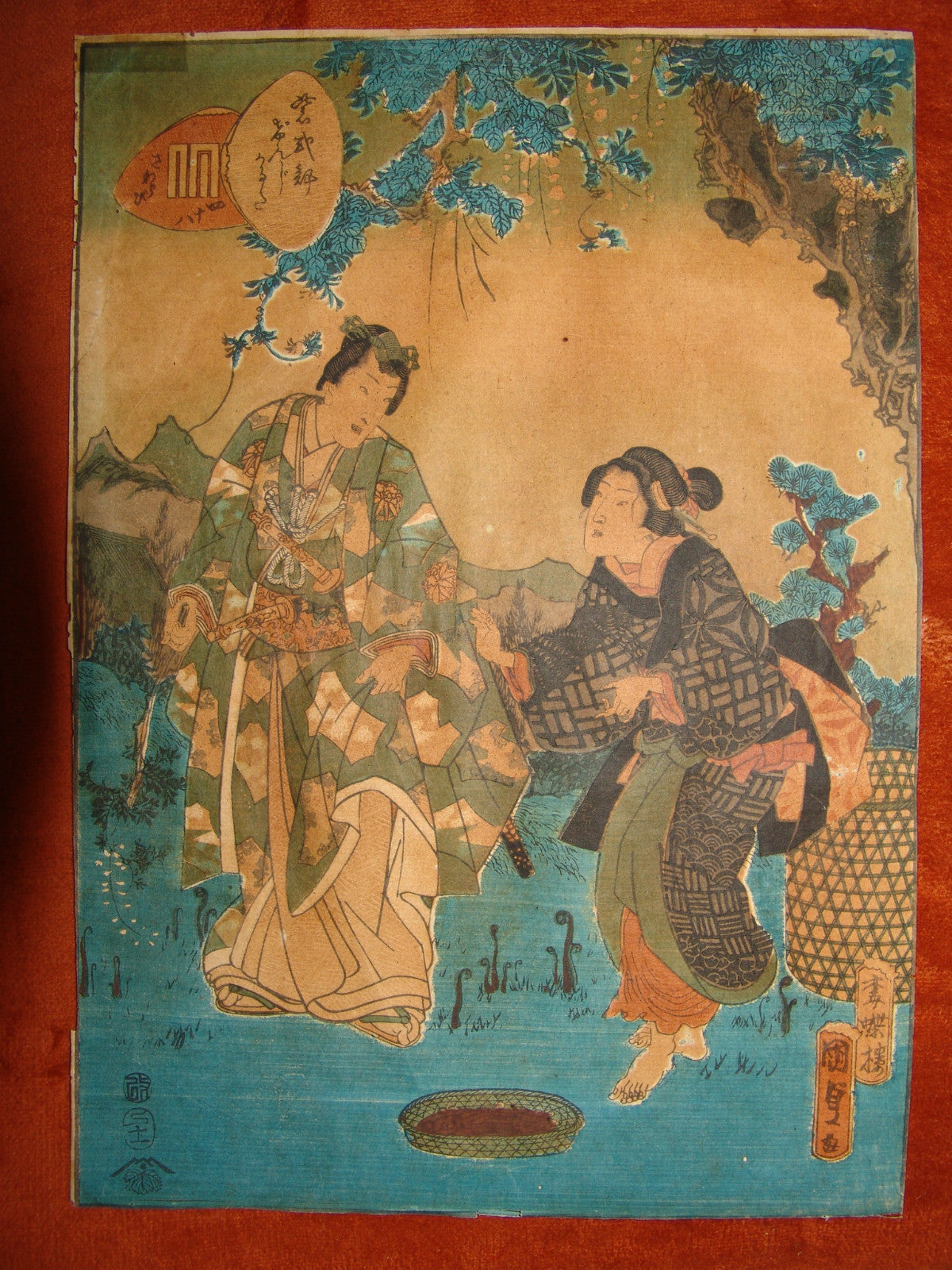 antique Toyokuni ?? Woodblock print Japanese japan art