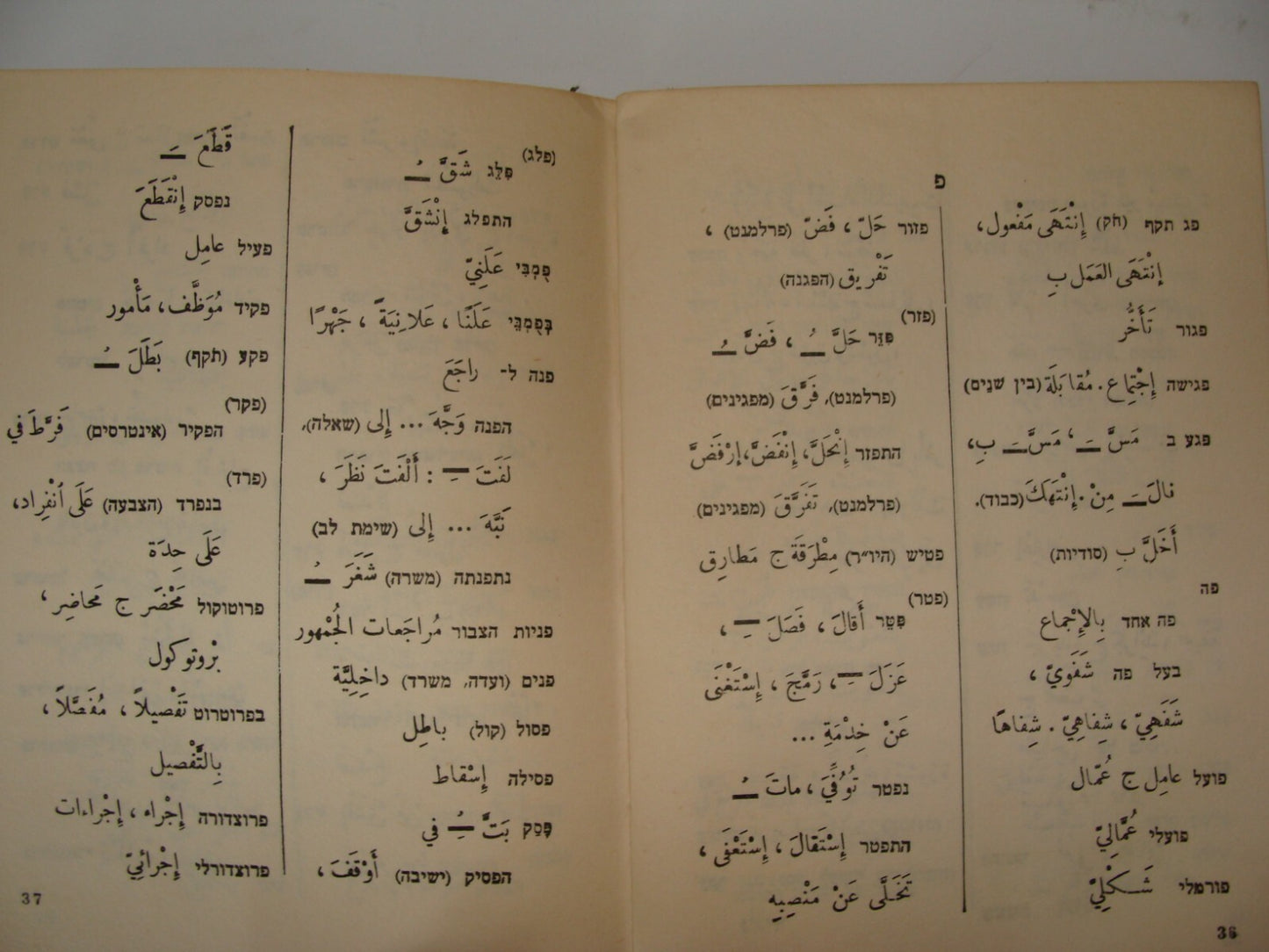 Pol Jewish Judaica Israeli Israel Hebrew Arab Dictionary 1962 Prime Minister