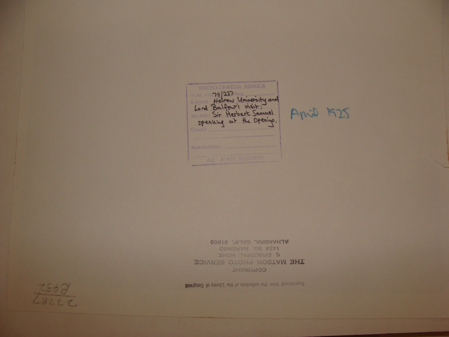 Photo Print Palestine MATSON 1925 Israel Jewish Hebrew University Opening