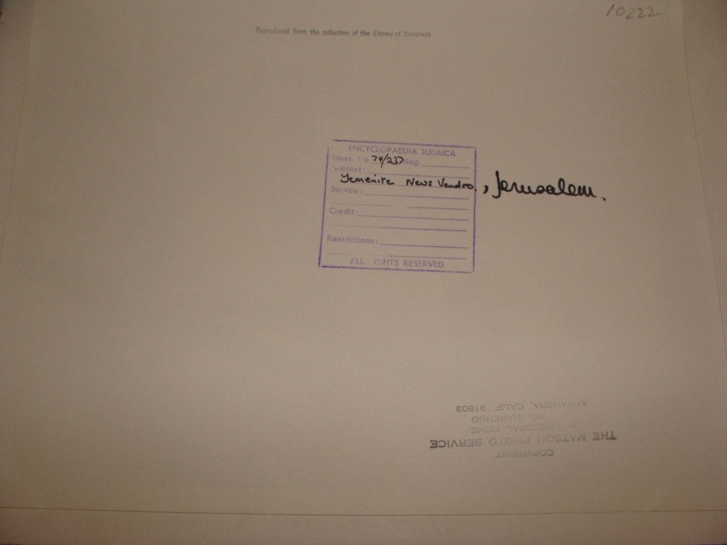 Photo Print Palestine MATSON 1930s Israel Jerusalem Jewish Yemenite News Vendor