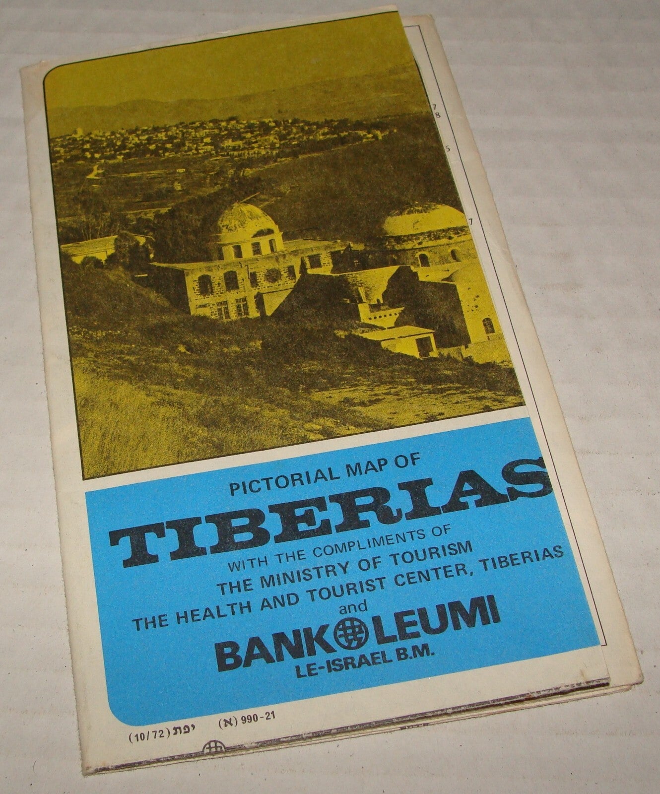$ Map Jewish 1972 Israel TIBERIAS Tiberius Pictorial Guide Brochure Bank Leumi