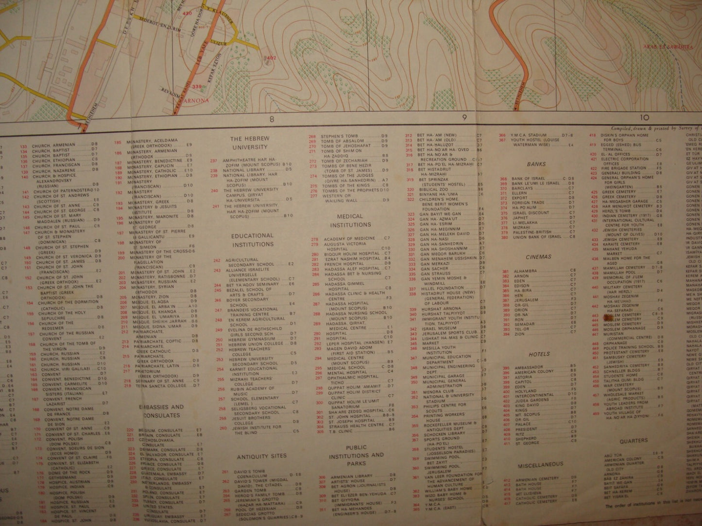 Jewish Israel Israeli JERUSALEM 1968 Post Six Day War Map LARGE 66x76 cm