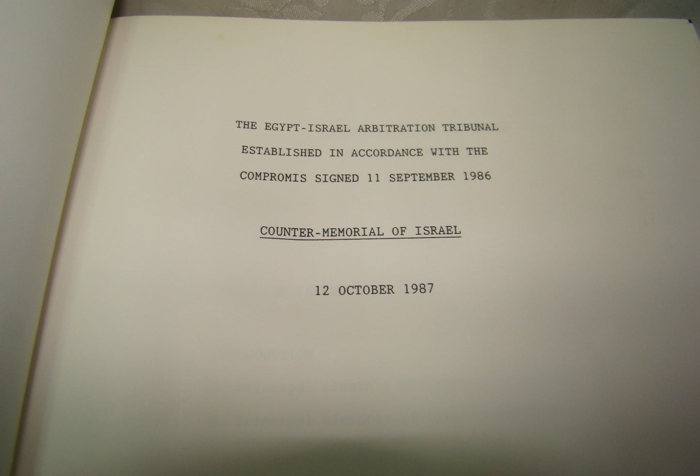 Egypt Israel 1986 Compromise 1986 Arbitration Tribunal Peace Book Palestine Map