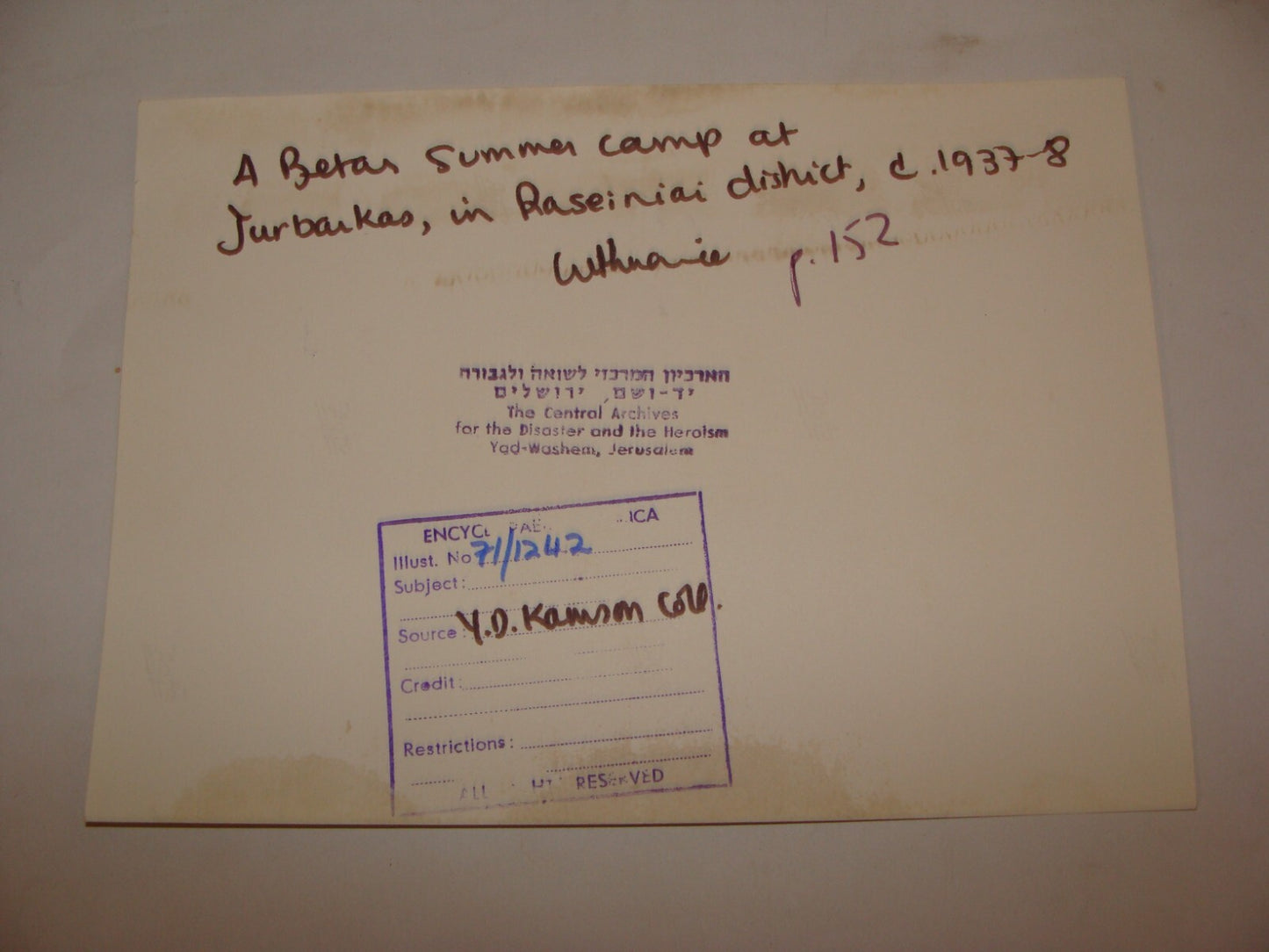 Pol Photo Print, c.1937 Jurbarkas Lithuania BETAR Zionist Youth Movement Jewish