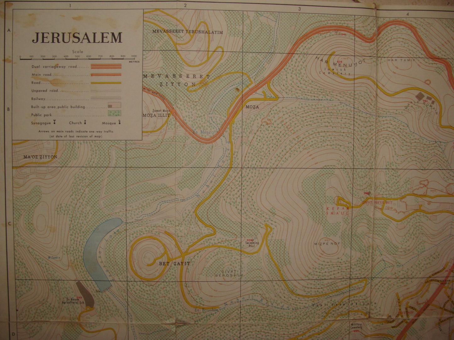 Jewish Israel Israeli JERUSALEM 1968 Post Six Day War Map LARGE 66x76 cm