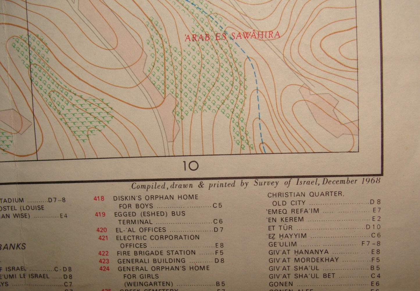 Map Jewish Israel Israeli JERUSALEM 1968 Post Six Day War LARGE 66x76 cm