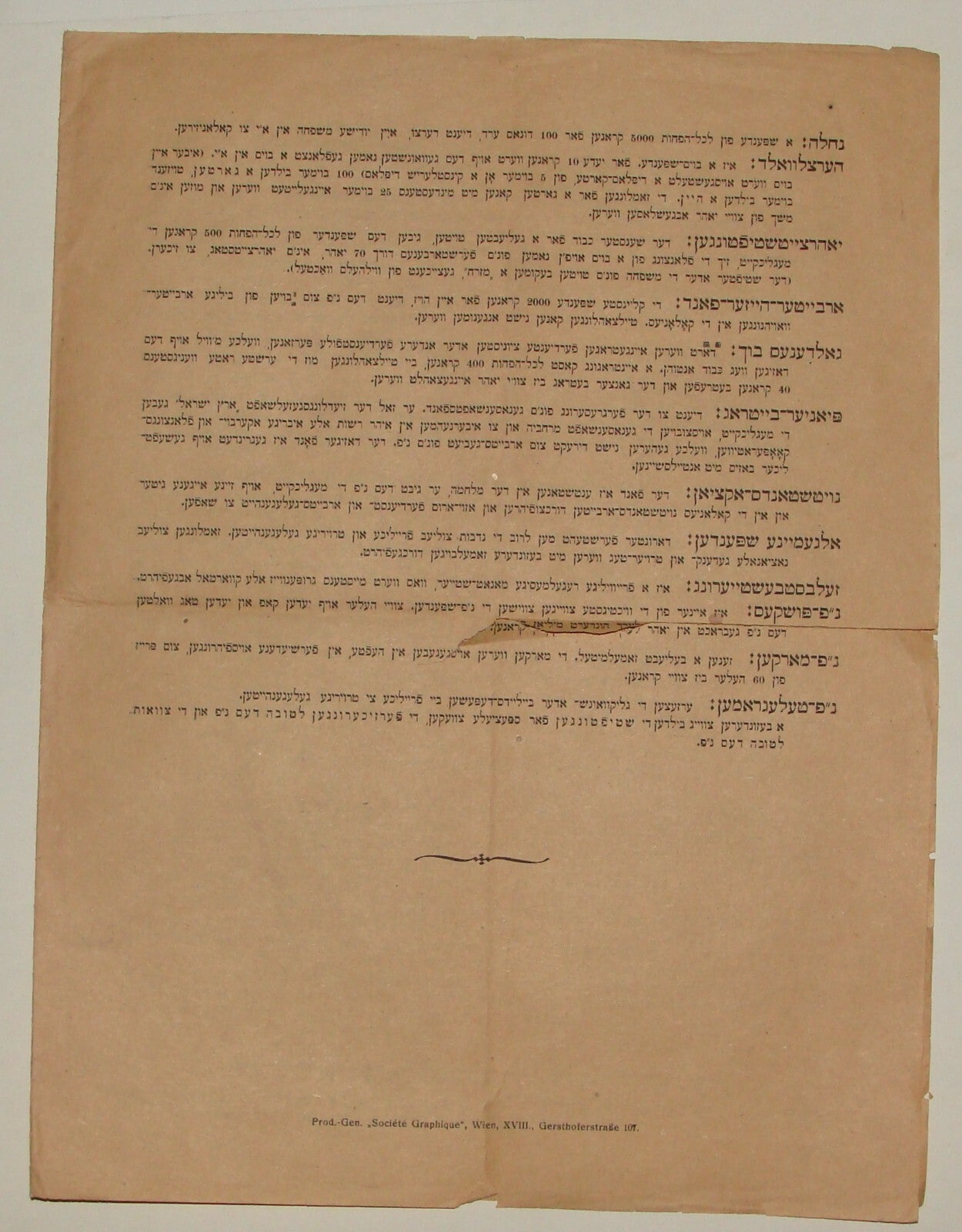 Letter Jewish RARE 1910s? Judaica National Fund Austria Vienna Zionist YIDDISH