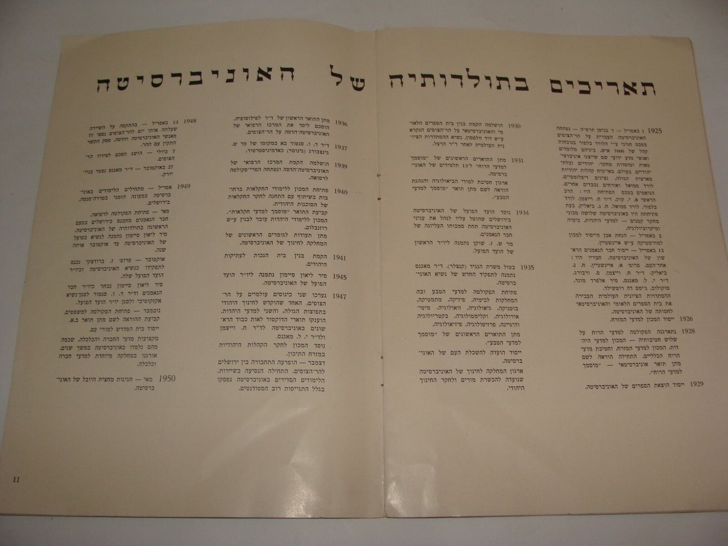 Booklet Jewish Judaica Israel Jerusalem Hebrew University 1950 Jubilee