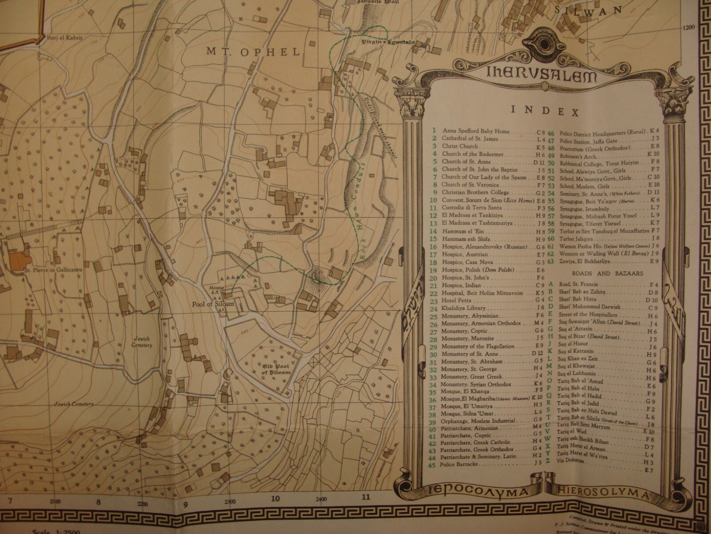 Jewish Judaica Israel Jerusalem Old City Map 1966
