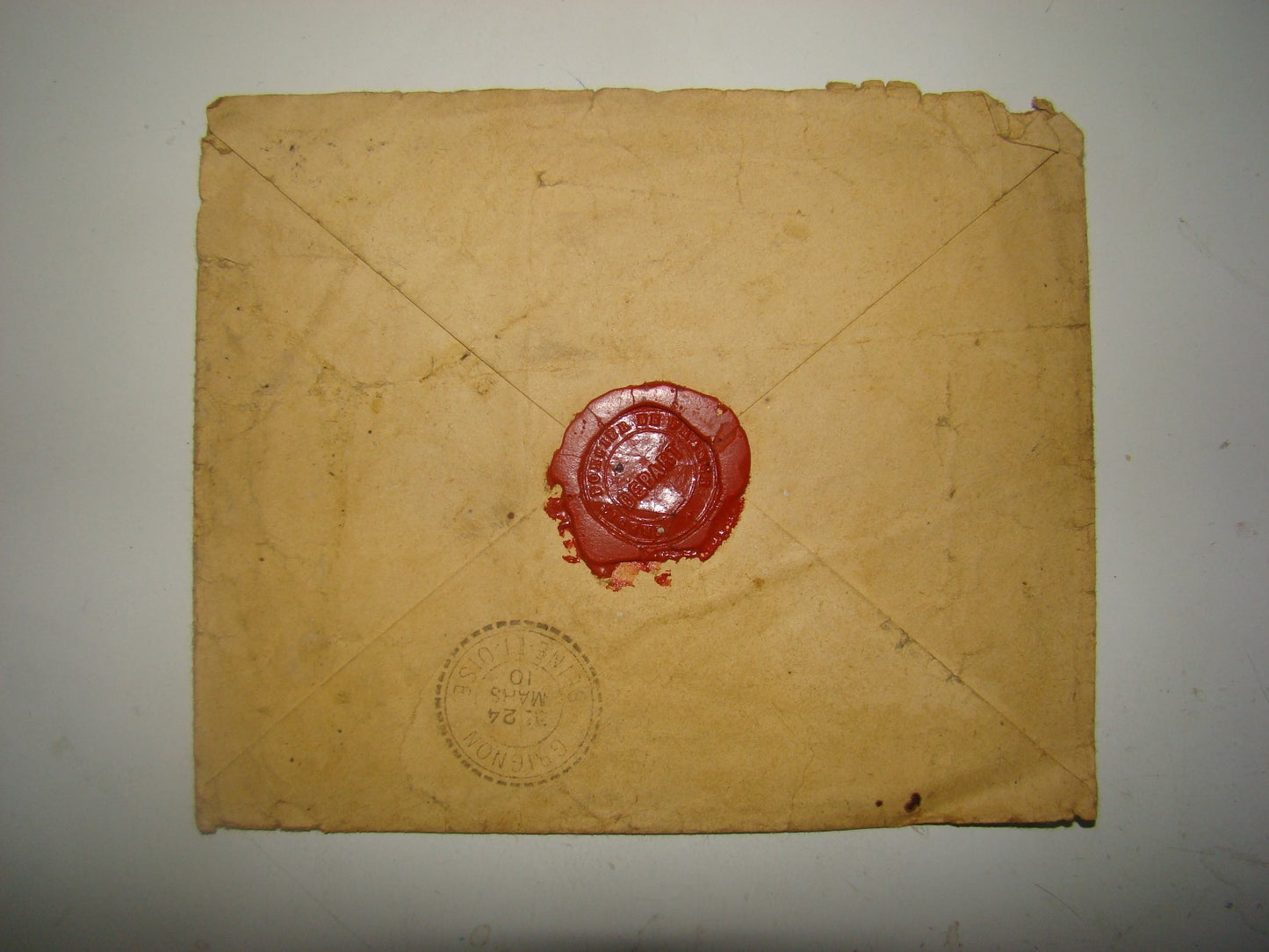 antique 1910 Credit Foncier de France red stamp seal letter