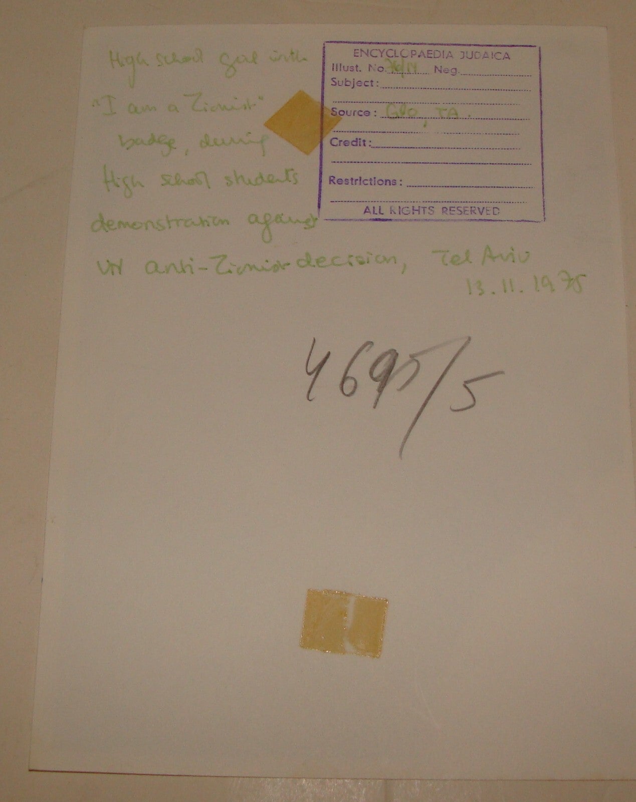 Photo Jewish Judaica Israel Protest UN Anti Zionist Vote 1975