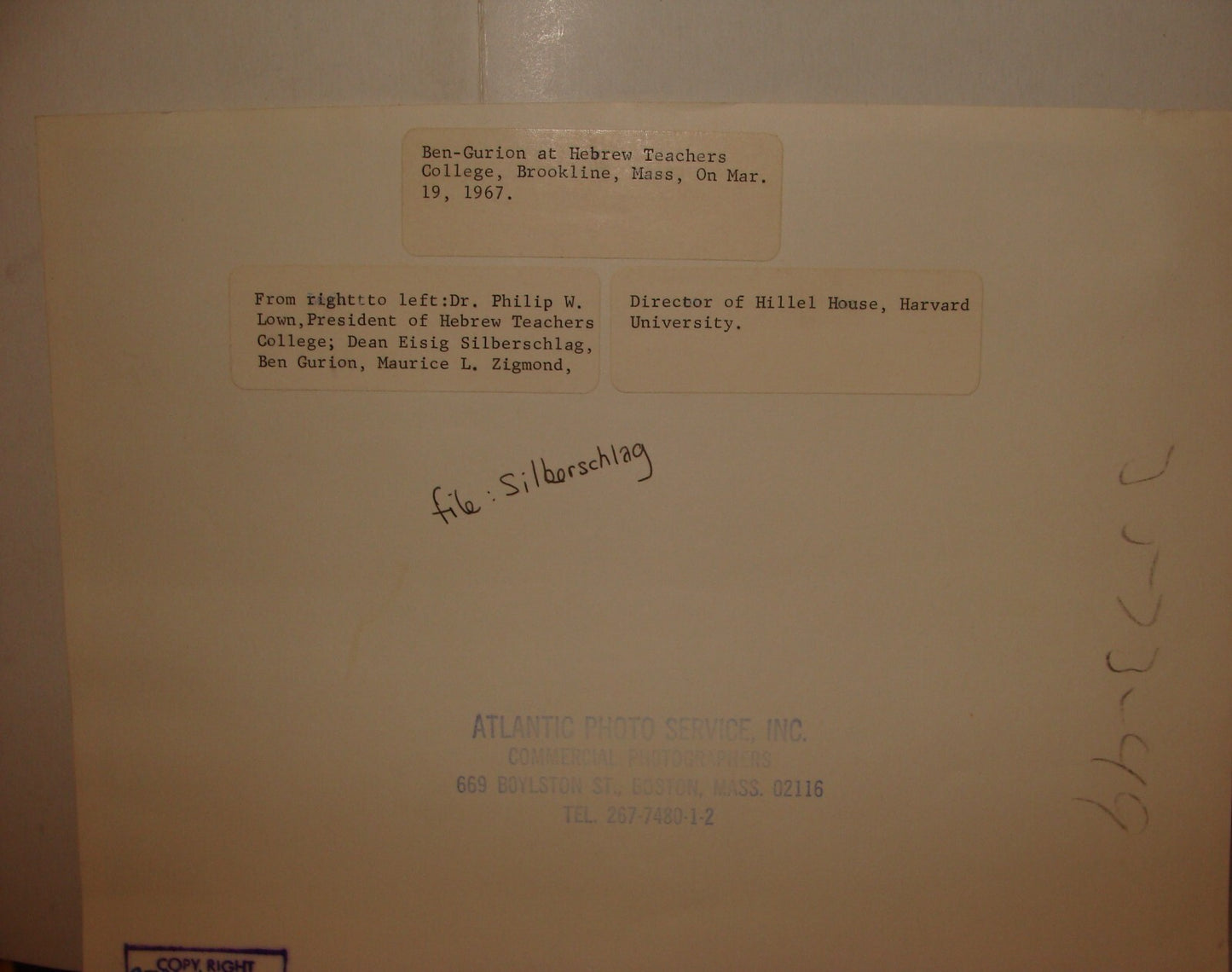 Photo Jewish Judaica Israel Ben Gurion United States Brookline Massachusetts