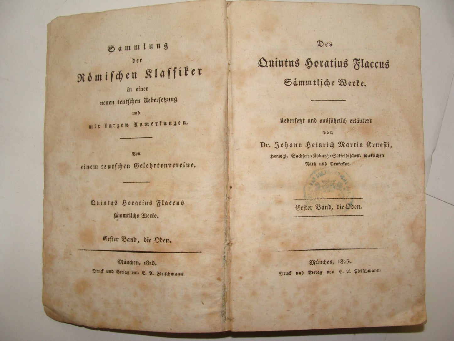 Germany Antique 1825 Quintus Horatius Flaccus German Book Horace Poetry Roman