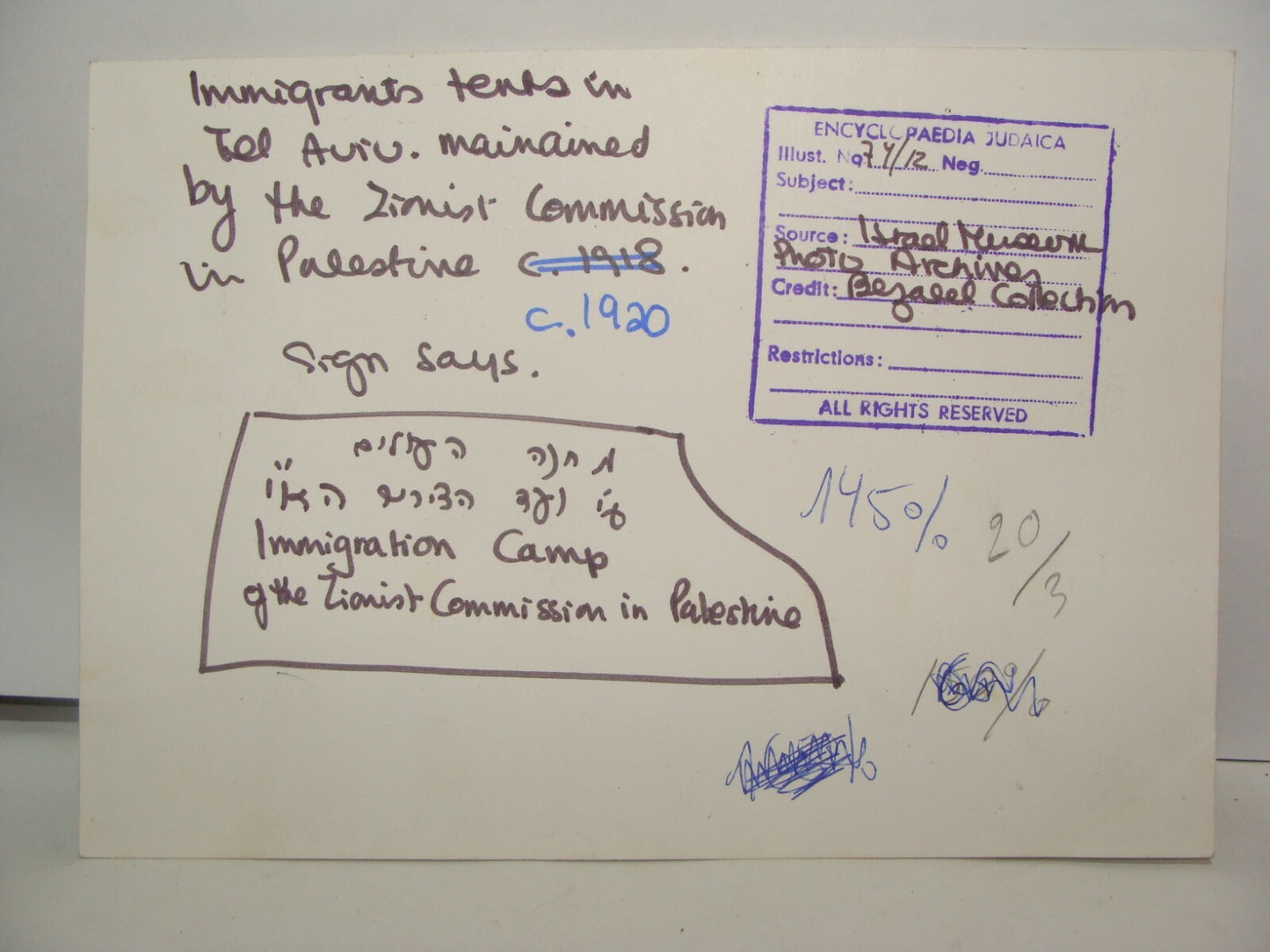 Photo Print Palestine Jewish 1920s TEL AVIV Immigrants Israel Zionist