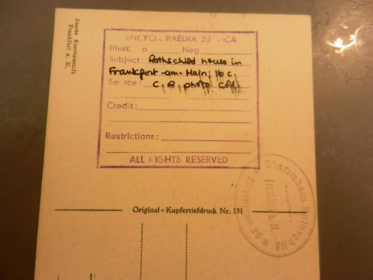 Germany Photo Jewish Card judaica antique postcard Rothschild house in frankfurt