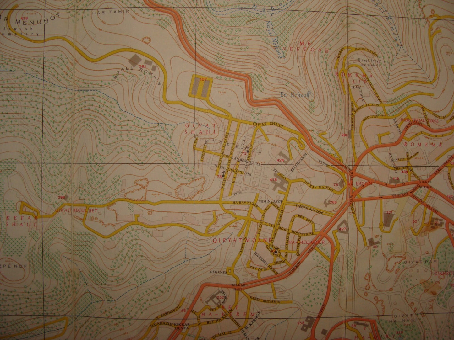 Jewish Israel Israeli JERUSALEM 1968 Post Six Day War Map LARGE 66x76 cm