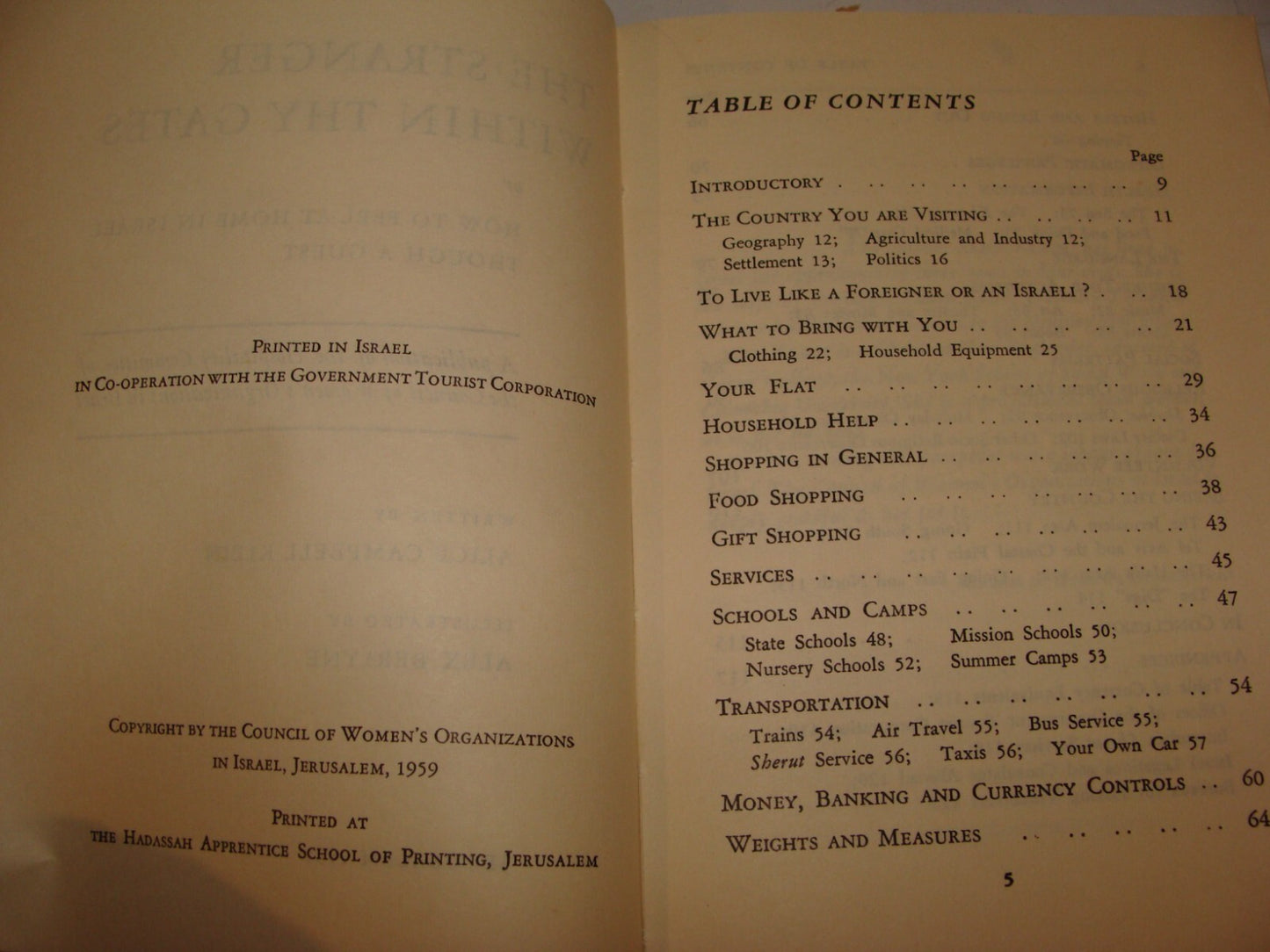 Jewish Judaica 1959 The Stranger Within Thy Gates Israel Book Guide Map English