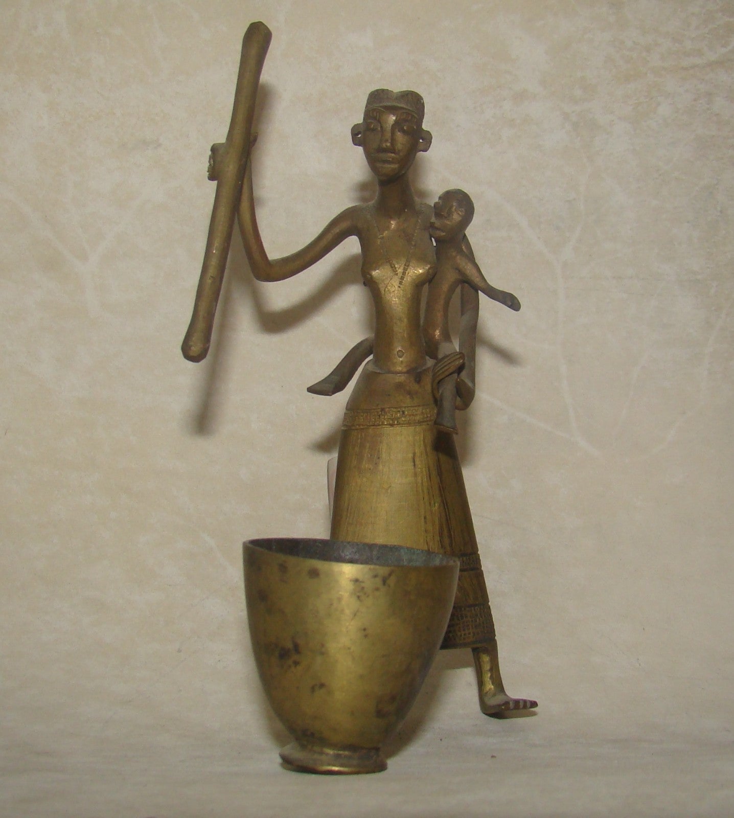 Vintage Africa Sculpture Bronze Copper Tribal Native Art