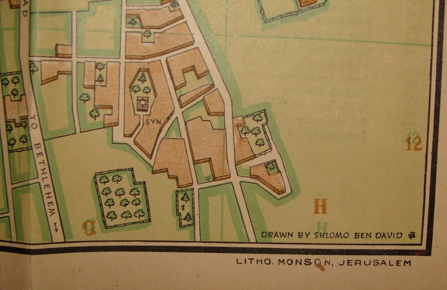 RARE 1941 Steimatzky’s Pictorial Map Jerusalem Palestine Israel Monson Litho