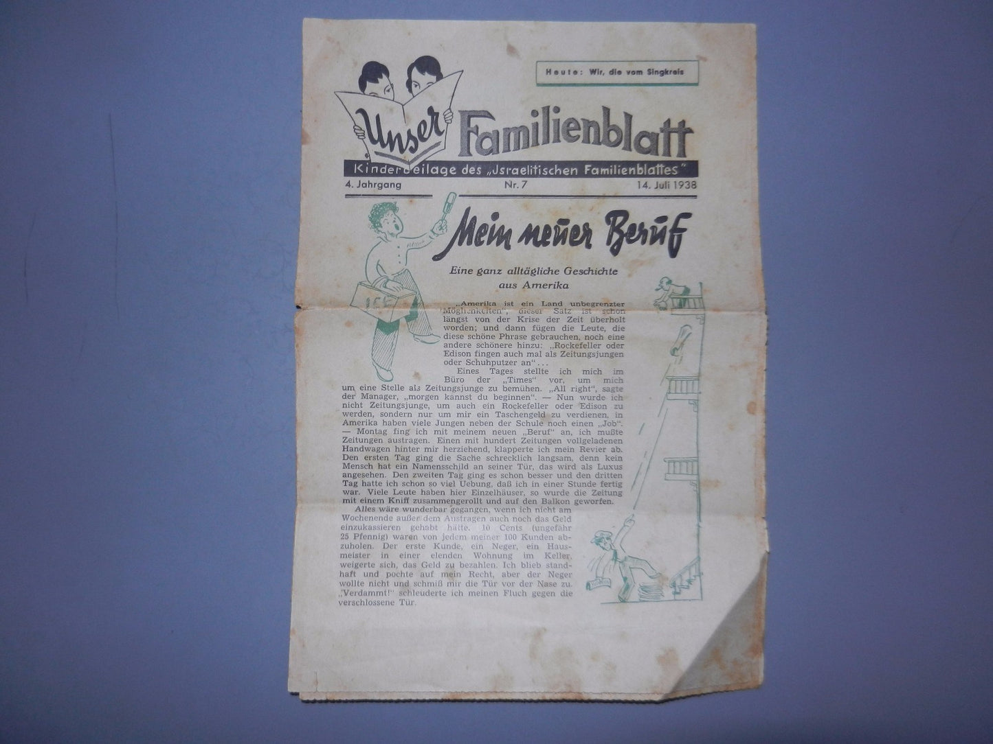 Germany Newspaper Jewish judaica WW2 weekly Unser Familienblatt kids zionist