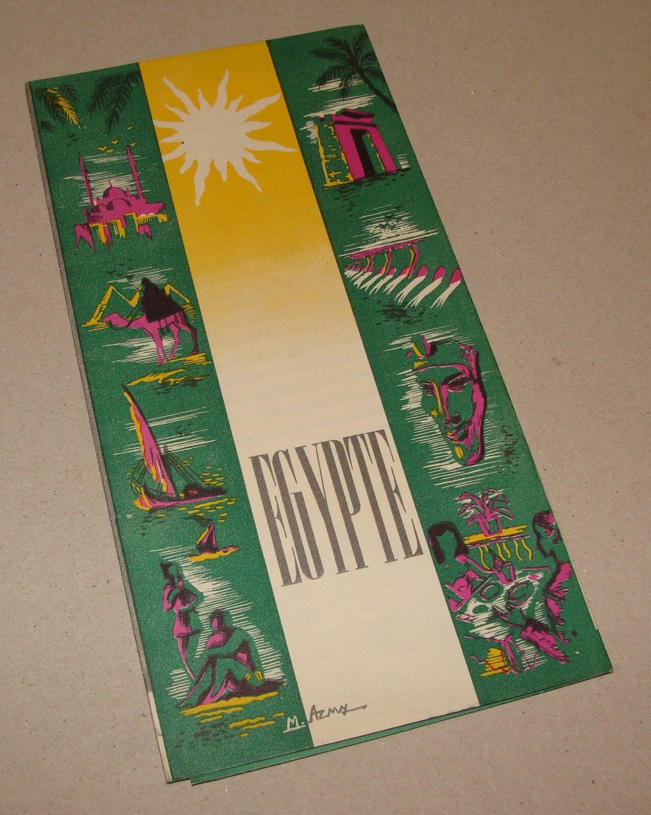 EGYPT Vintage 1950s? M. Azmy Art Artist Travel Guide Tourist Brochure French