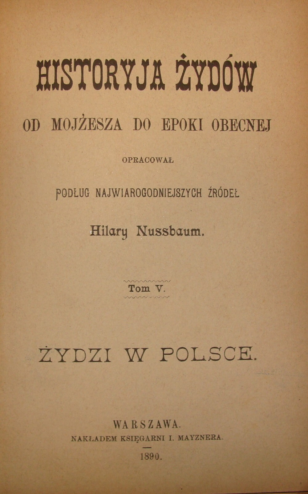 Book Jewish Judaica Antique 1890 V Poland Warsaw Jews History Hilary Nussbaum