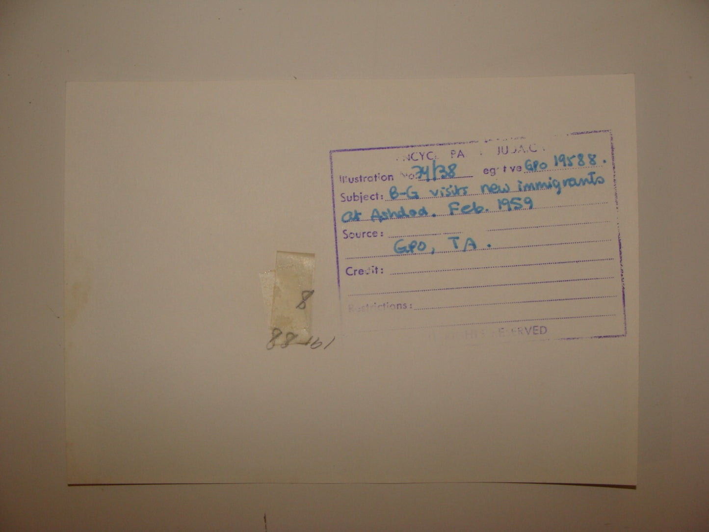 Pol Photo Print Jewish 1959 Israel Prime Minister DAVID BEN GURION Ashdod