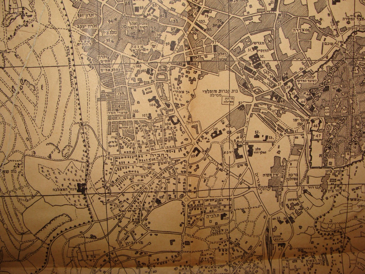 RARE Palestine Israel JERUSALEM 1948 Map Jewish Hebrew Association Reuben Mass