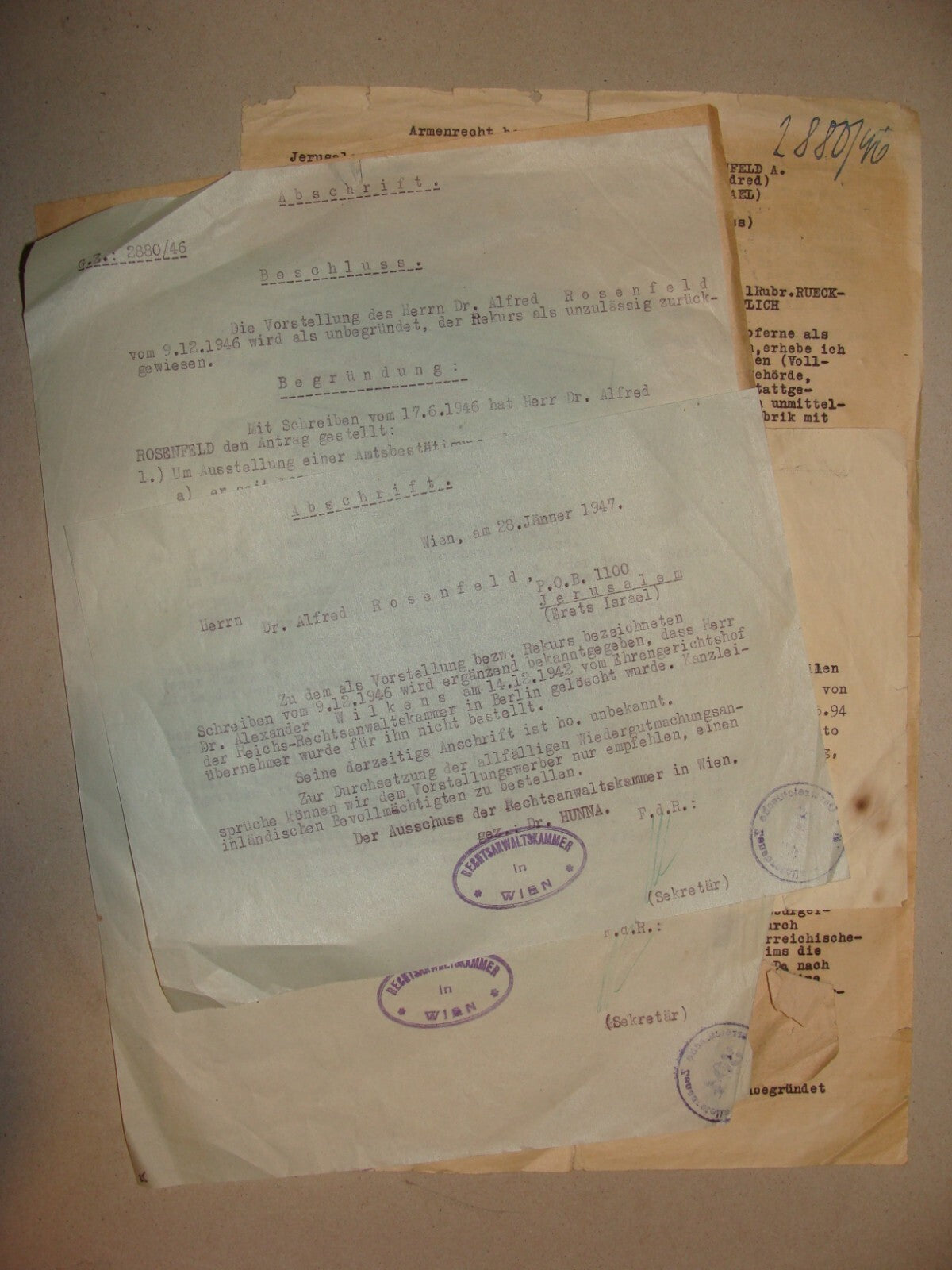 Germany Document Palestine Jewish Judaica 1946 Post WWII Austria German Israel