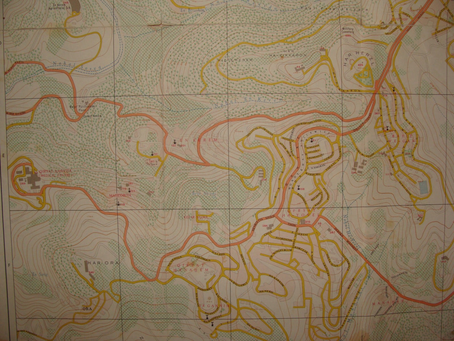 Jewish Israel Israeli JERUSALEM 1968 Post Six Day War Map LARGE 66x76 cm
