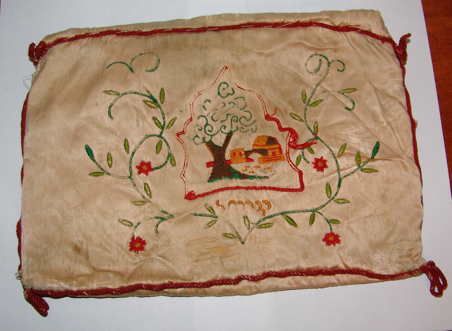 Jewish Judaica antique handmade embroidery textile needlepoint rachel tomb