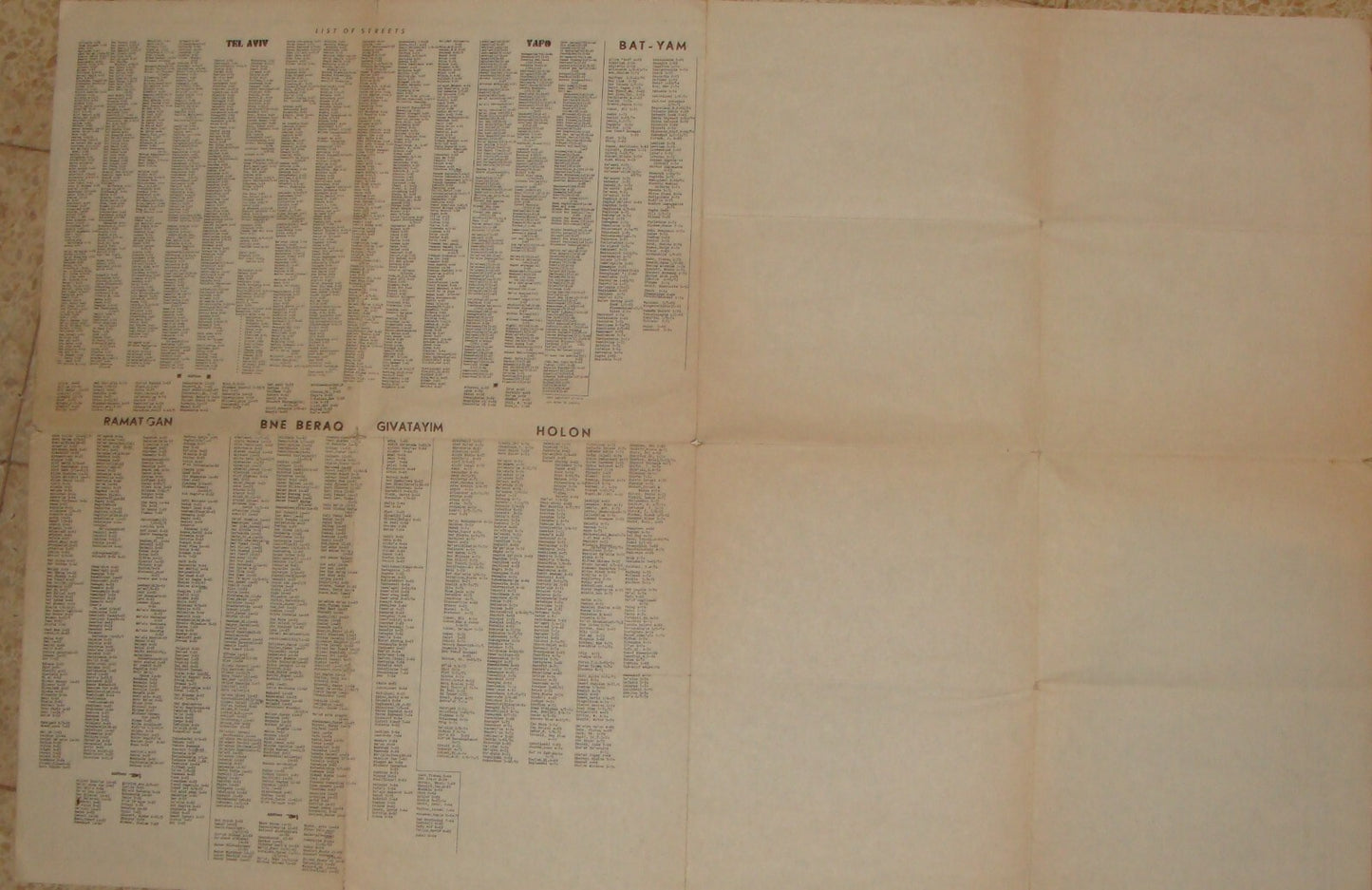 Map Jewish Judaica Israel TEL AVIV JAFFA RAMAT GAN HOLON BNEI BRAK GUSH DAN 1972