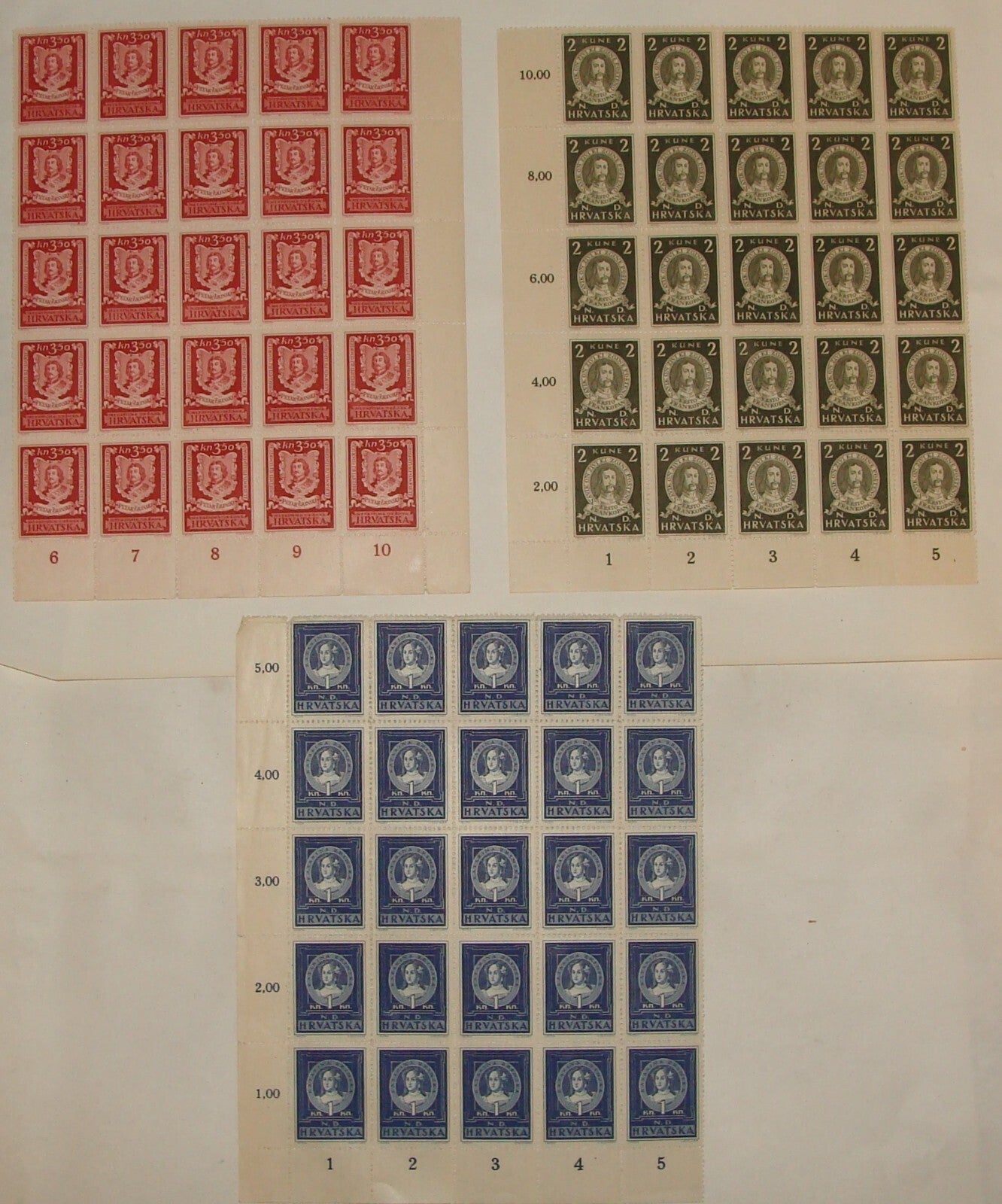 CROATIA 1943 Stamp Set Lot Sheet x3 Unused